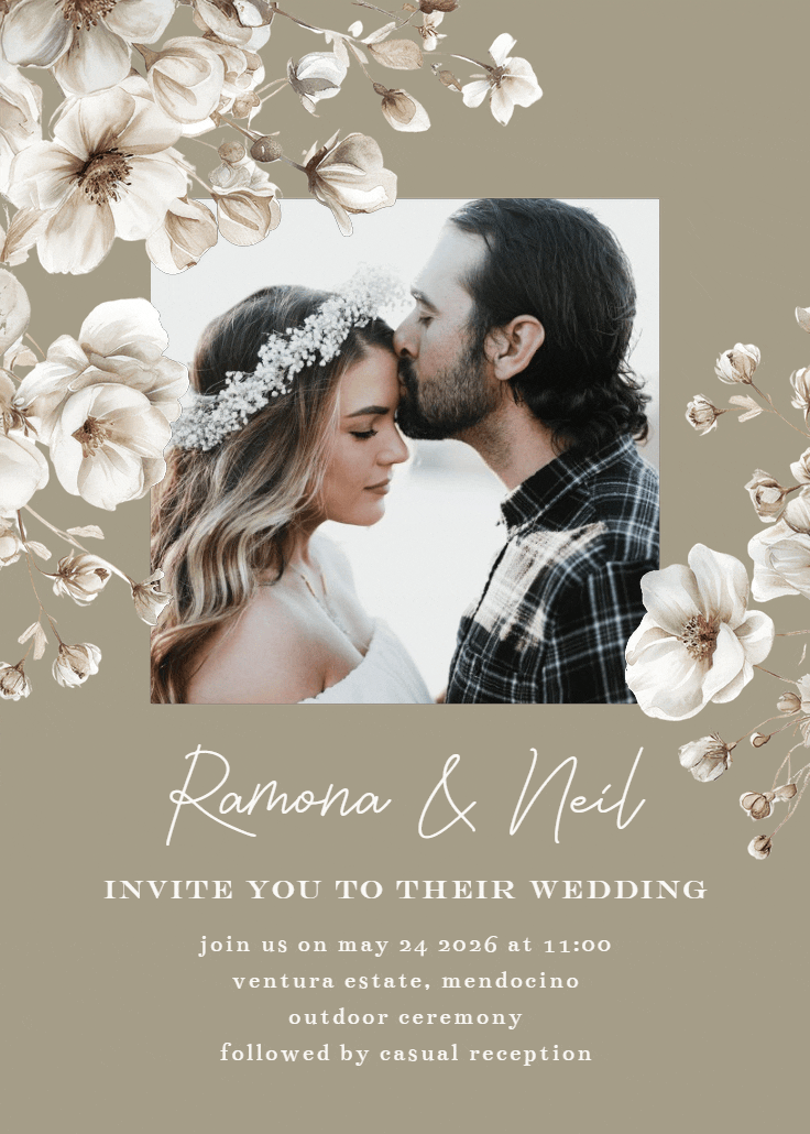 White and gold - wedding invitation