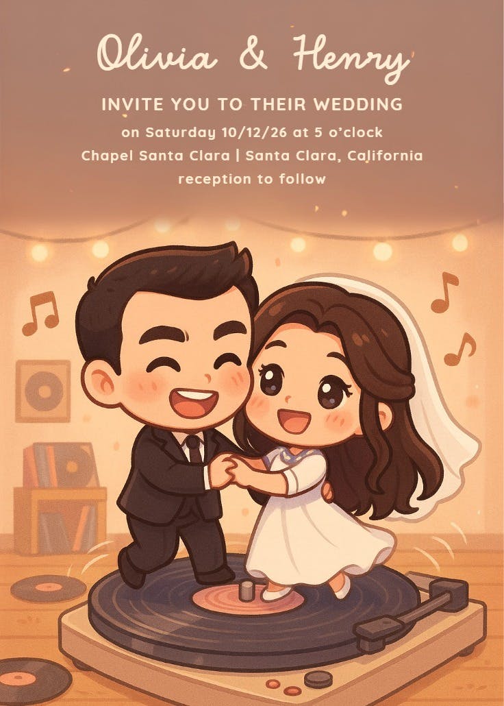 Love on the record - wedding invitation