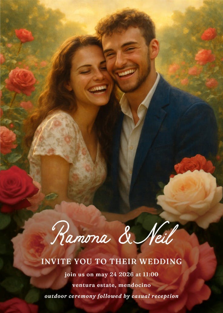 Rose garden - wedding invitation
