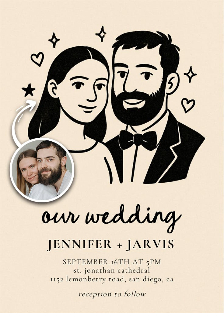 Vintage sketch - wedding invitation